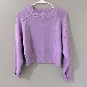 Olivaceous women long sleeve crew neck lavender sweater size small